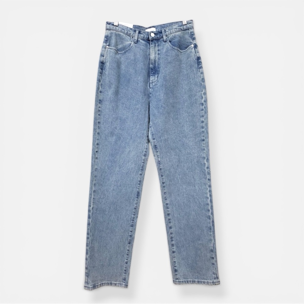WeWoreWhat Wide Leg Jeans 24 High Rise Light Wash Denim Model Off Duty